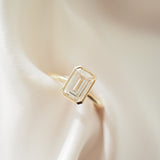 2.02 CT Emerald Shaped Bezel Lab Grown Diamond Engagement Ring