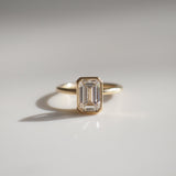 2.02 CT Emerald Shaped Bezel Lab Grown Diamond Engagement Ring