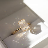 2.11 CT Emerald Shaped Half Bezel Lab Grown Diamond Engagement Ring