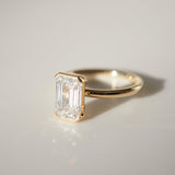 2.11 CT Emerald Shaped Half Bezel Lab Grown Diamond Engagement Ring