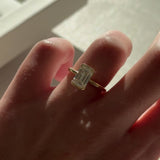 2.11 CT Emerald Shaped Half Bezel Lab Grown Diamond Engagement Ring