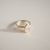 2.01 CT Oval Shaped Bezel Lab Grown Diamond Engagement Ring