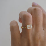 2.04 CT East West Emerald Shaped Solitaire Lab Grown Diamond Engagement Ring