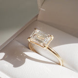 2 CT East West Emerald Shaped Solitaire Lab Grown Diamond Engagement Ring
