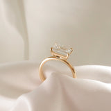 2 CT East West Emerald Shaped Solitaire Lab Grown Diamond Engagement Ring