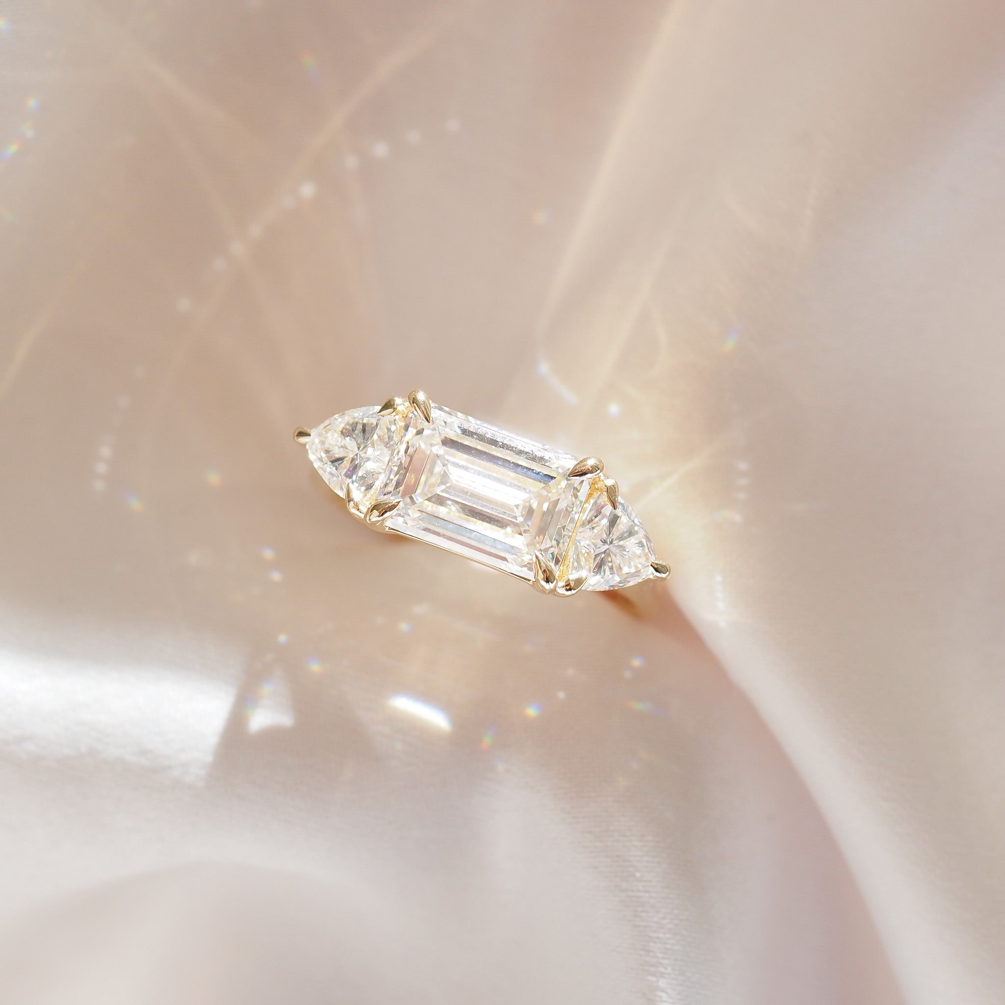 2 CT Emerald Pave Moissanite Engagement Ring