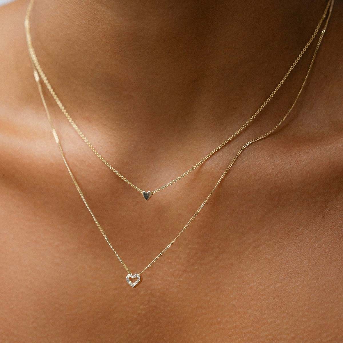 0.1 TCW Round Moissanite Heart Necklace