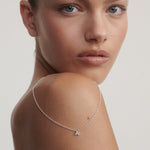 0.1 TCW Round Moissanite Initial Pendant Necklace