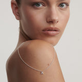 0.1 TCW Round Moissanite Initial Pendant Necklace
