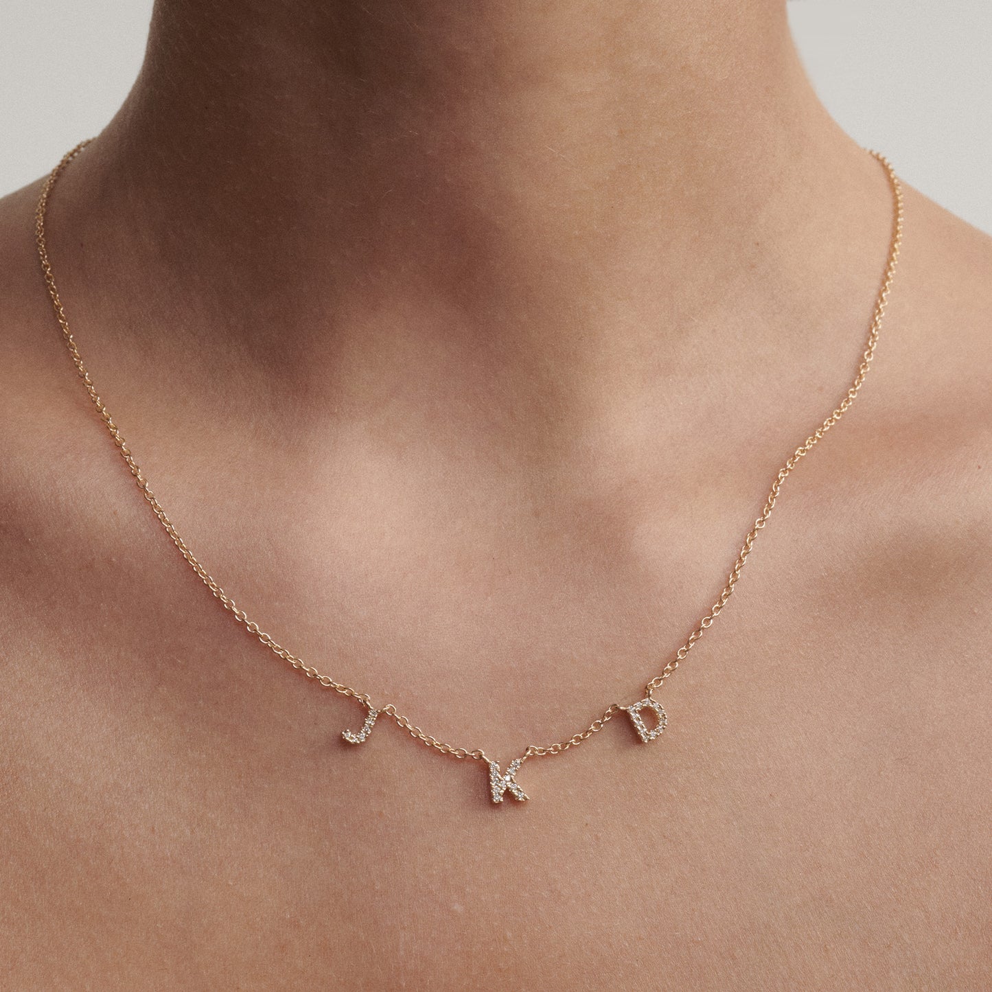 0.1 TCW Round Moissanite Initial Pendant Necklace