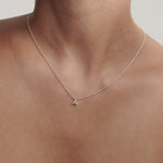 0.1 TCW Round Moissanite Initial Pendant Necklace