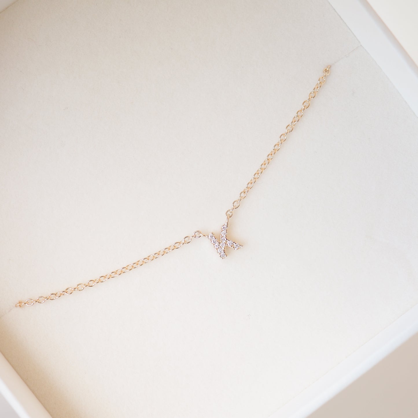 0.1 TCW Round Moissanite Initial Pendant Necklace