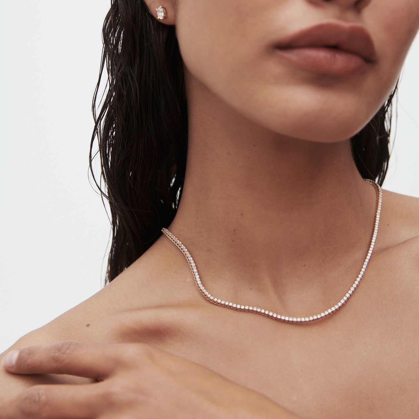 6 TCW Round Moissanite Tennis Necklace