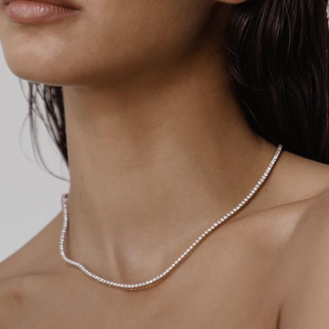 6 TCW Round Moissanite Tennis Necklace