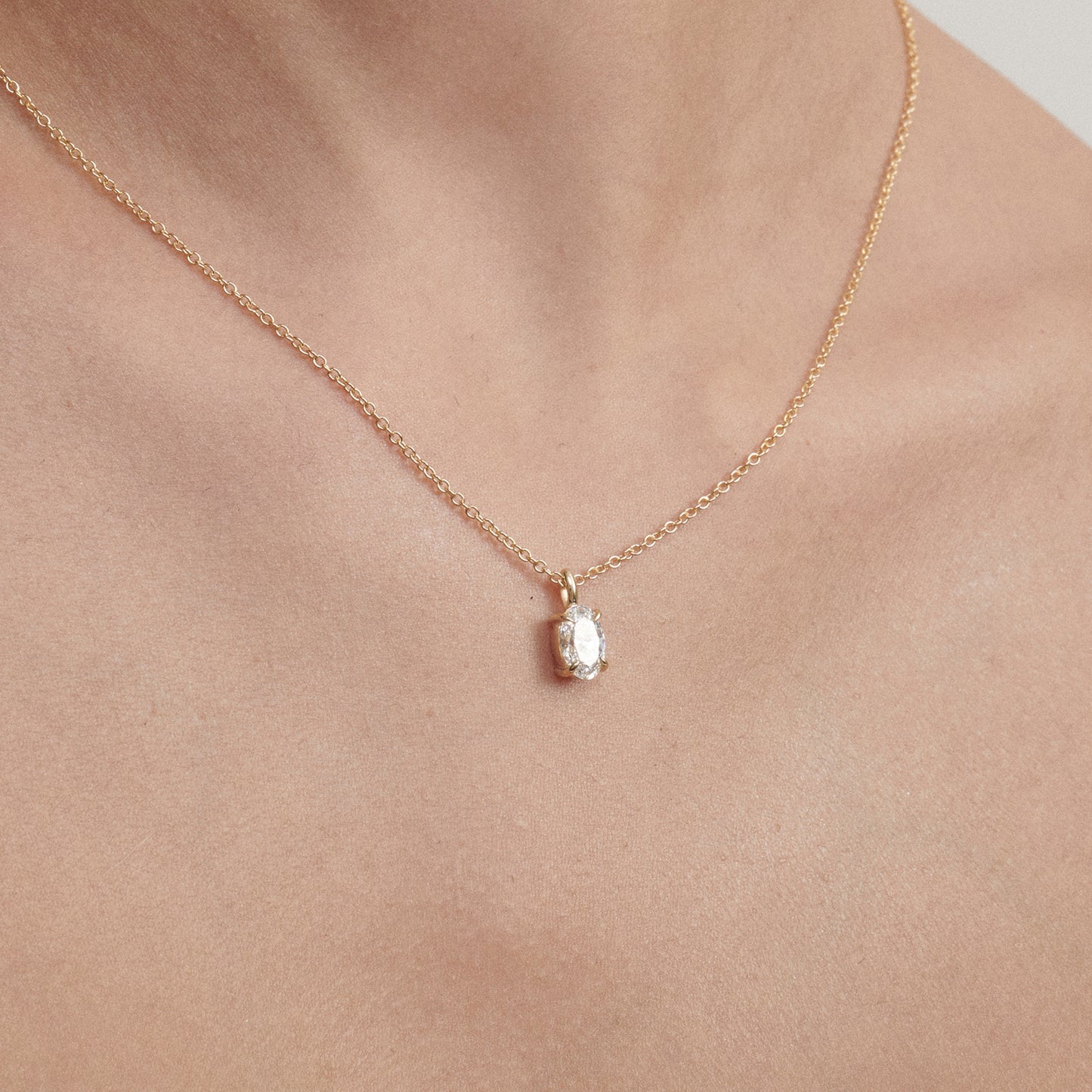 0.75 CT Oval Moissanite Solitaire Necklace