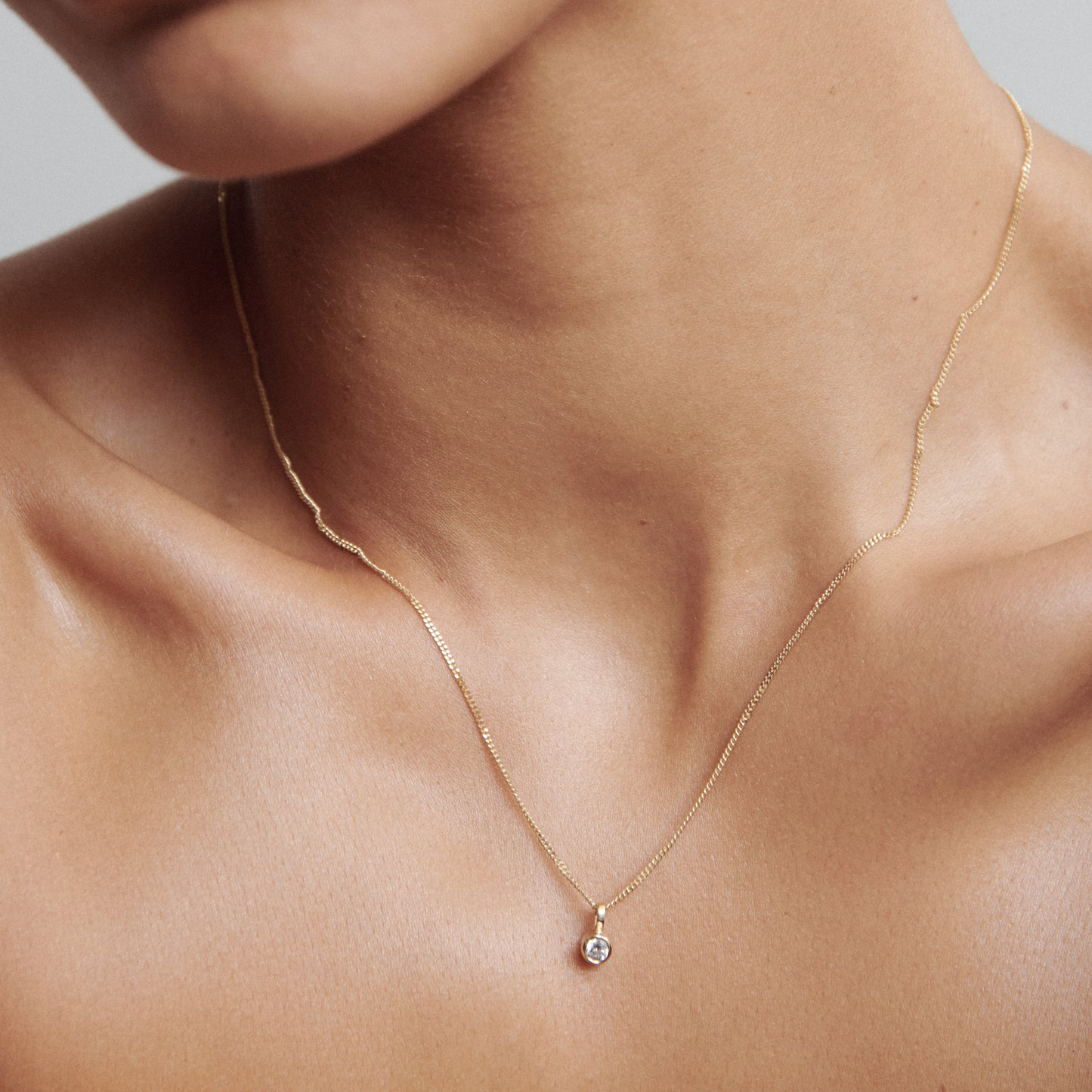 0.20 CT Round Moissanite Bezel Necklace