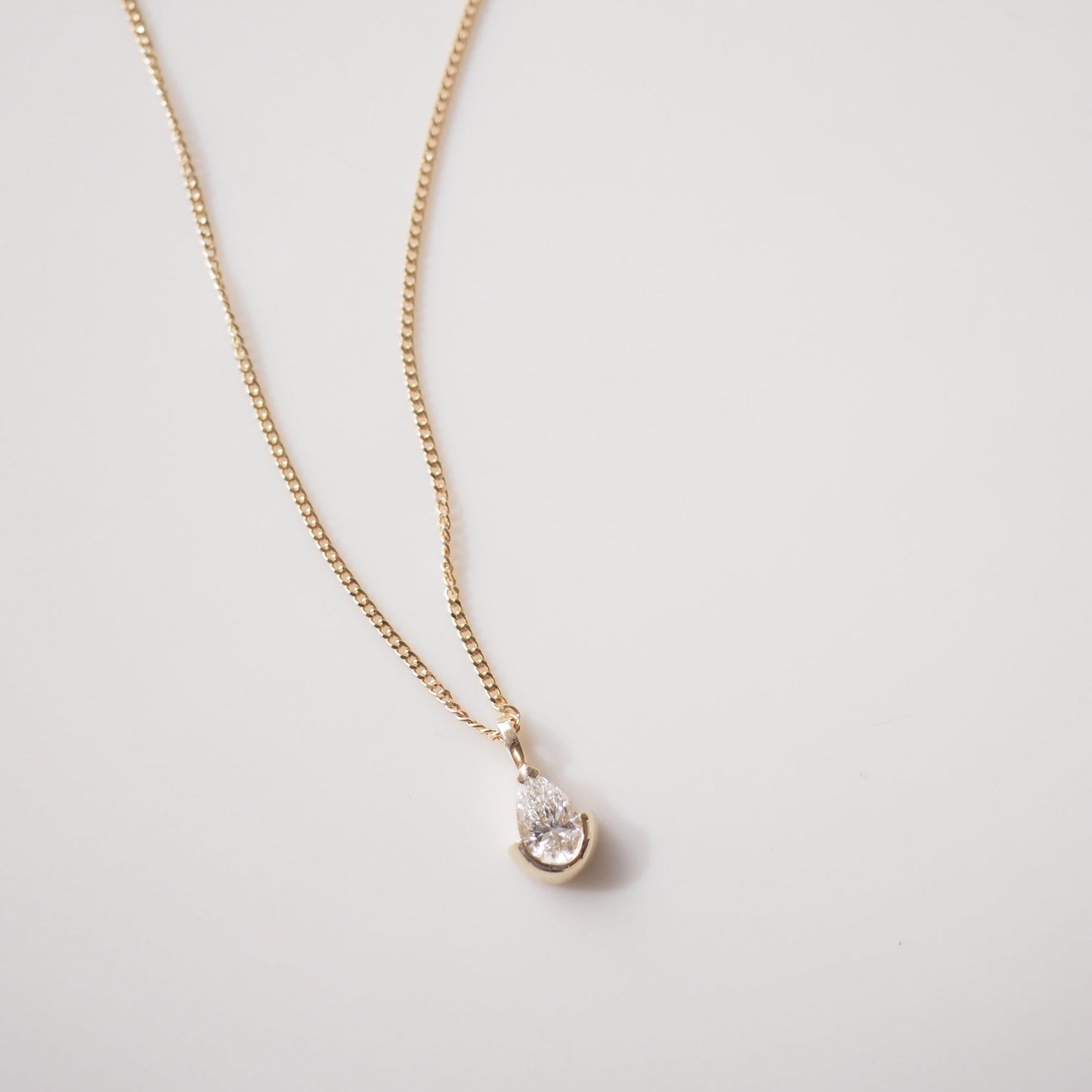 0.03 CT Floating Pear Moissanite Necklace