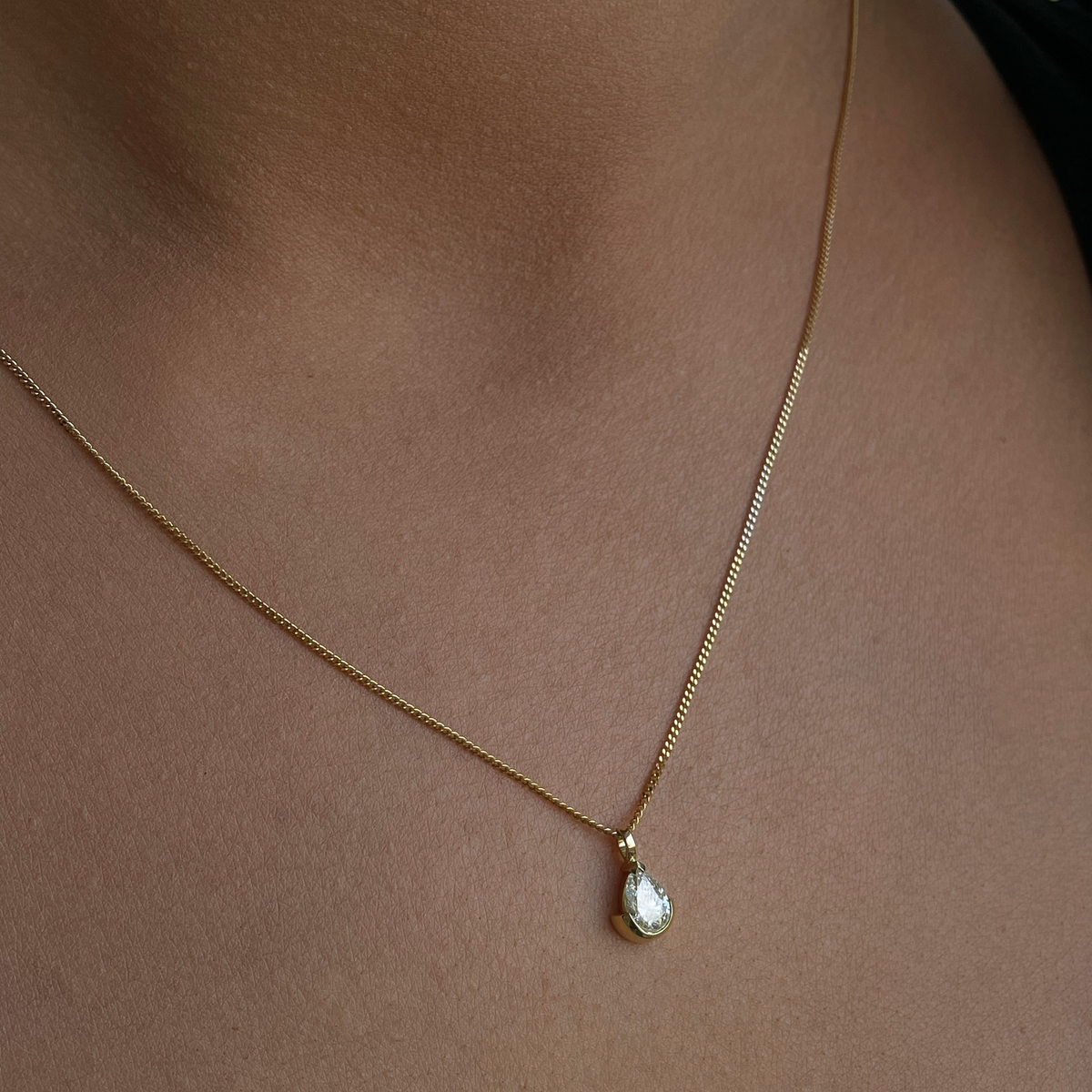 0.03 CT Floating Pear Moissanite Necklace