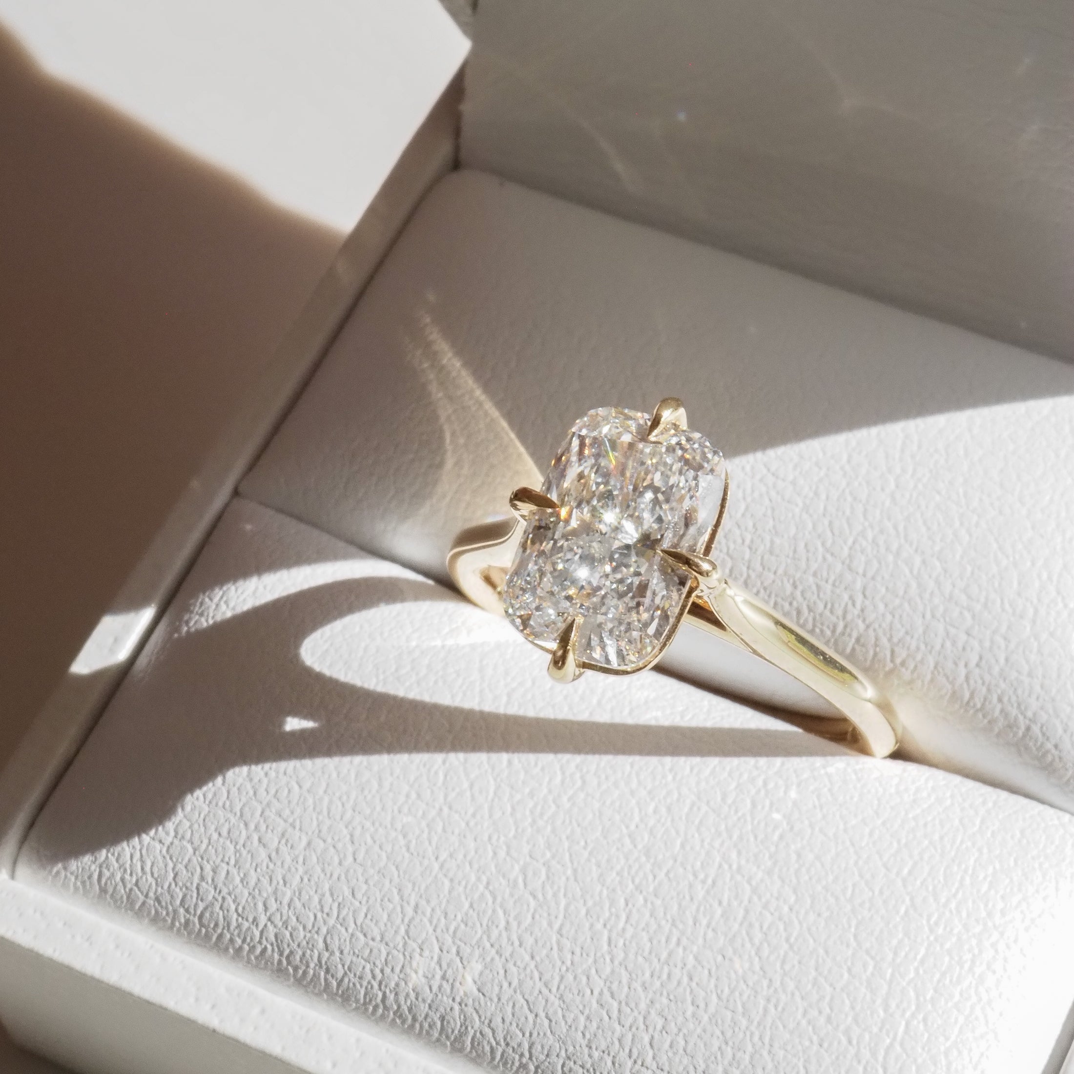 1.5 CT Elongated Cushion Solitaire Moissanite Engagement Ring