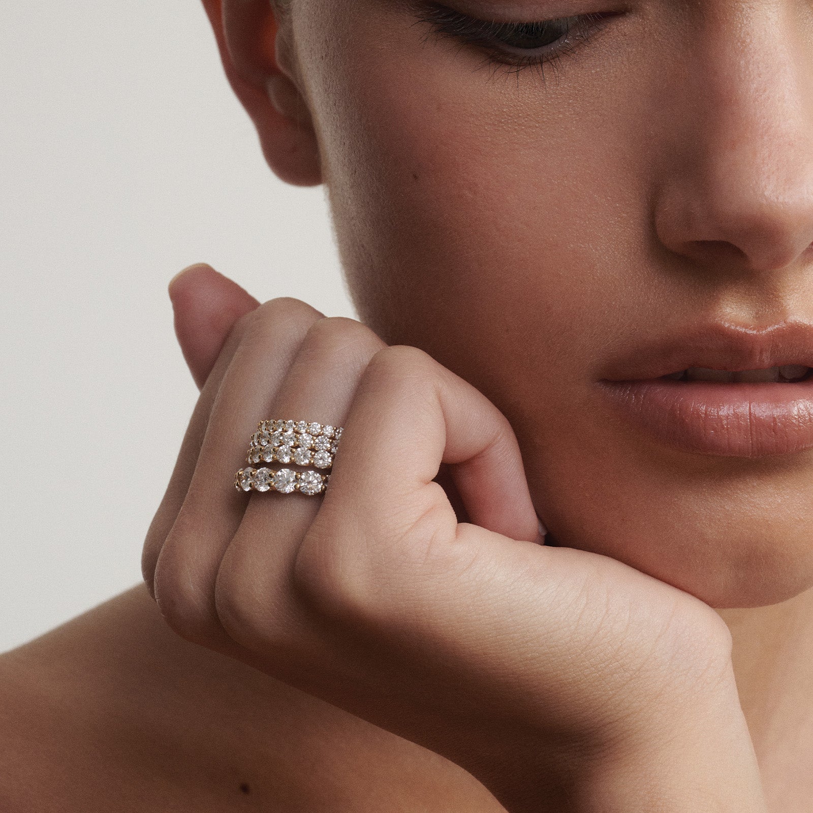 0.40 TCW Round Half Eternity Moissanite Wedding Band