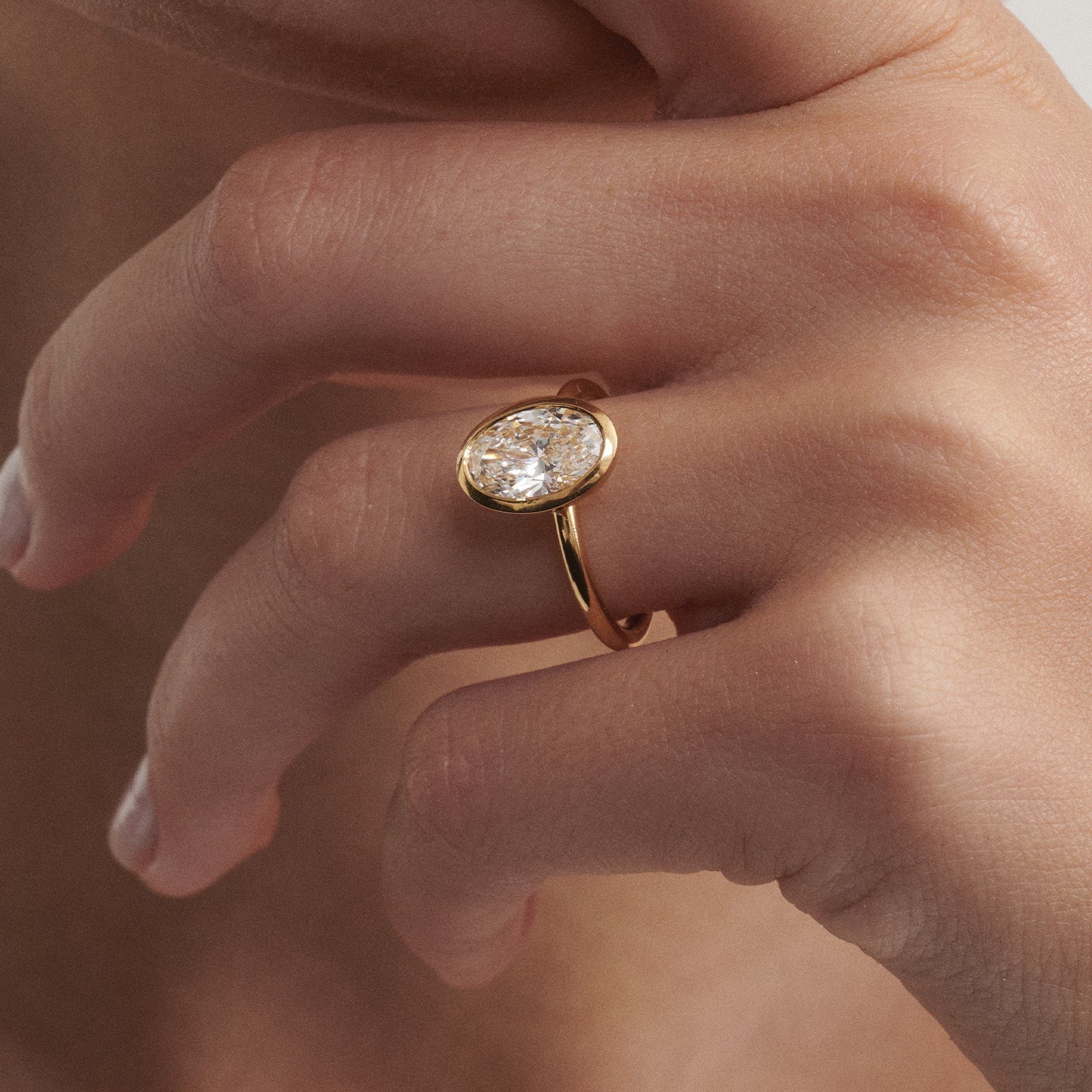 1.5 CT Oval Bezel Moissanite Engagement Ring