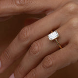 1.5 CT Emerald Solitaire Moissanite Engagement Ring