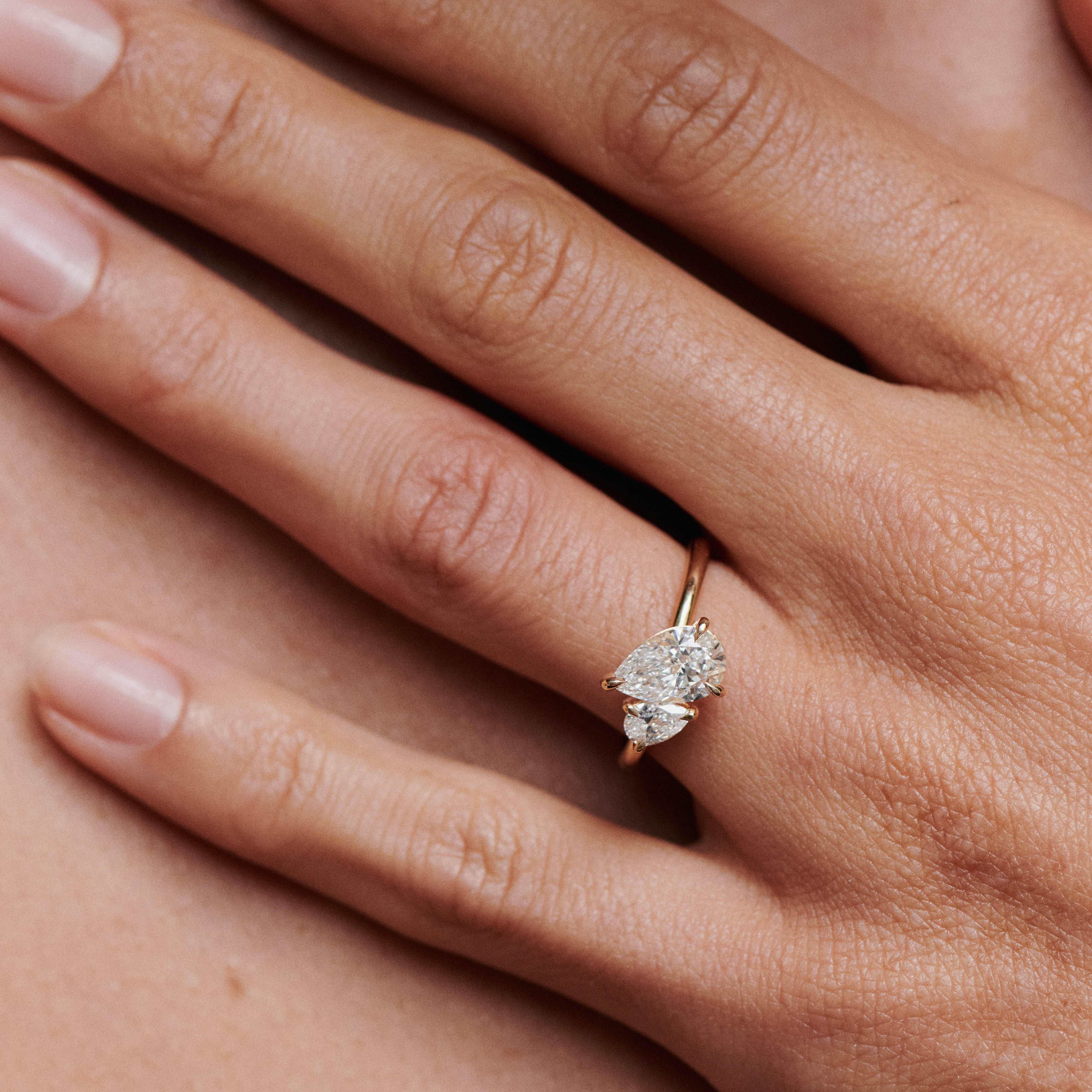 1.5 TCW Pear Two Stone Moissanite Engagement Ring