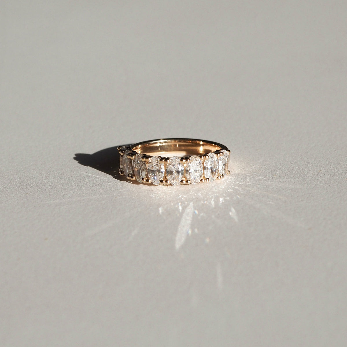 1.60 TCW Oval Half Eternity Moissanite Wedding Band
