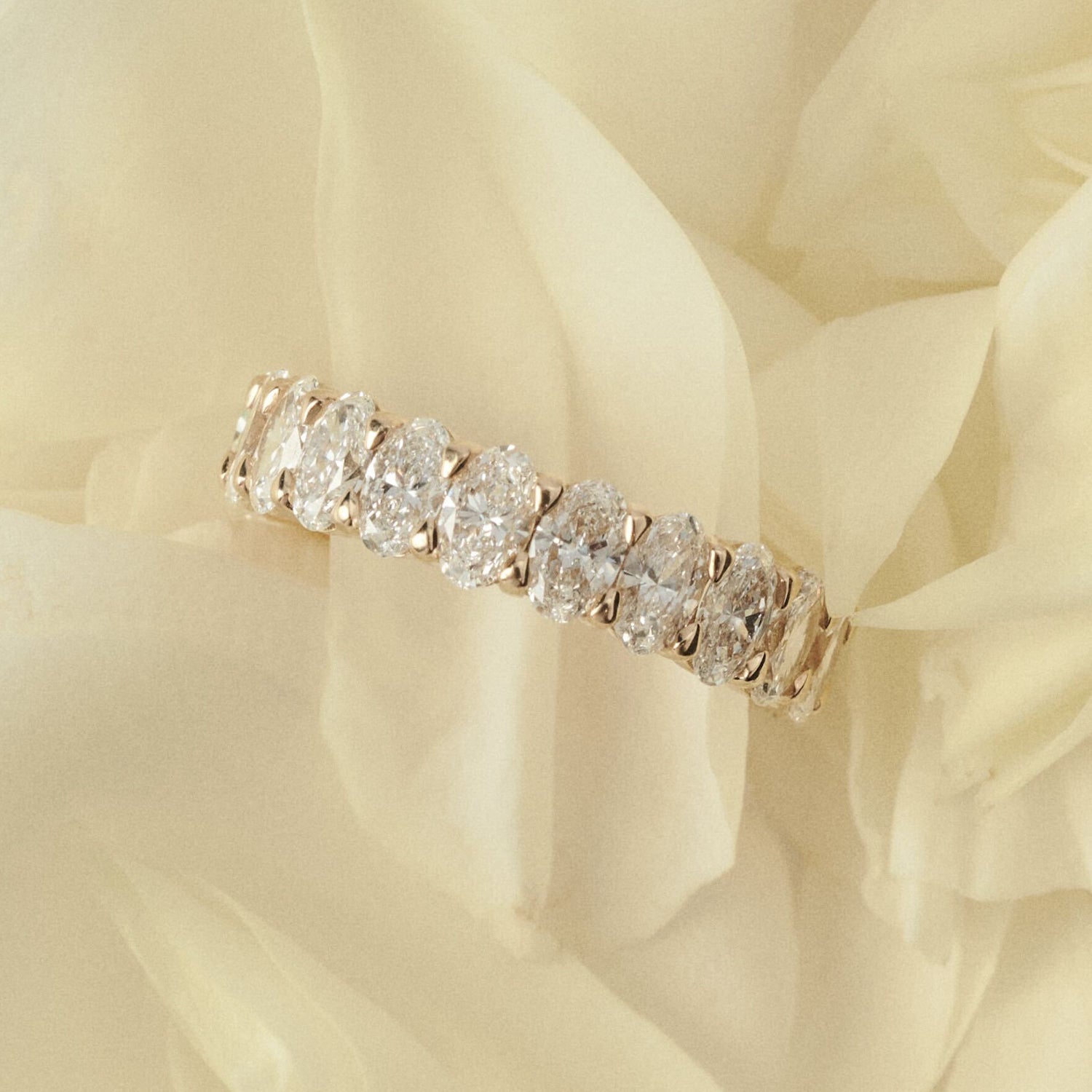1.60 TCW Oval Half Eternity Moissanite Wedding Band