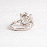 Ariana Grande – Inspired 5 Carat Oval Cut & Pearl Two Stone Lab Grown Diamond Engagement Ring