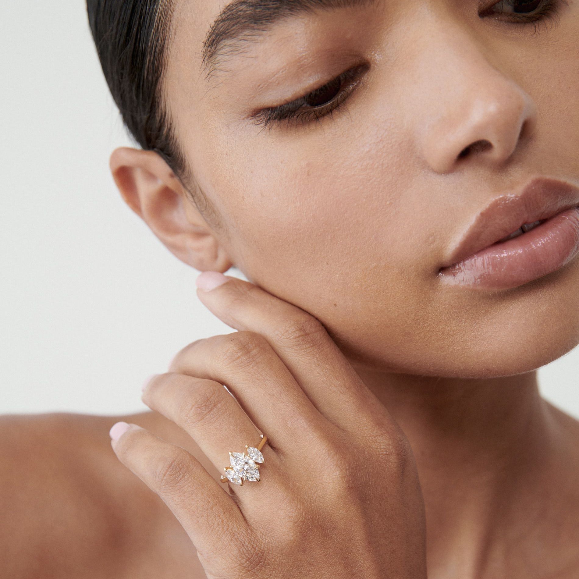 1 CT Marquise Three Stone Moissanite Engagement Ring