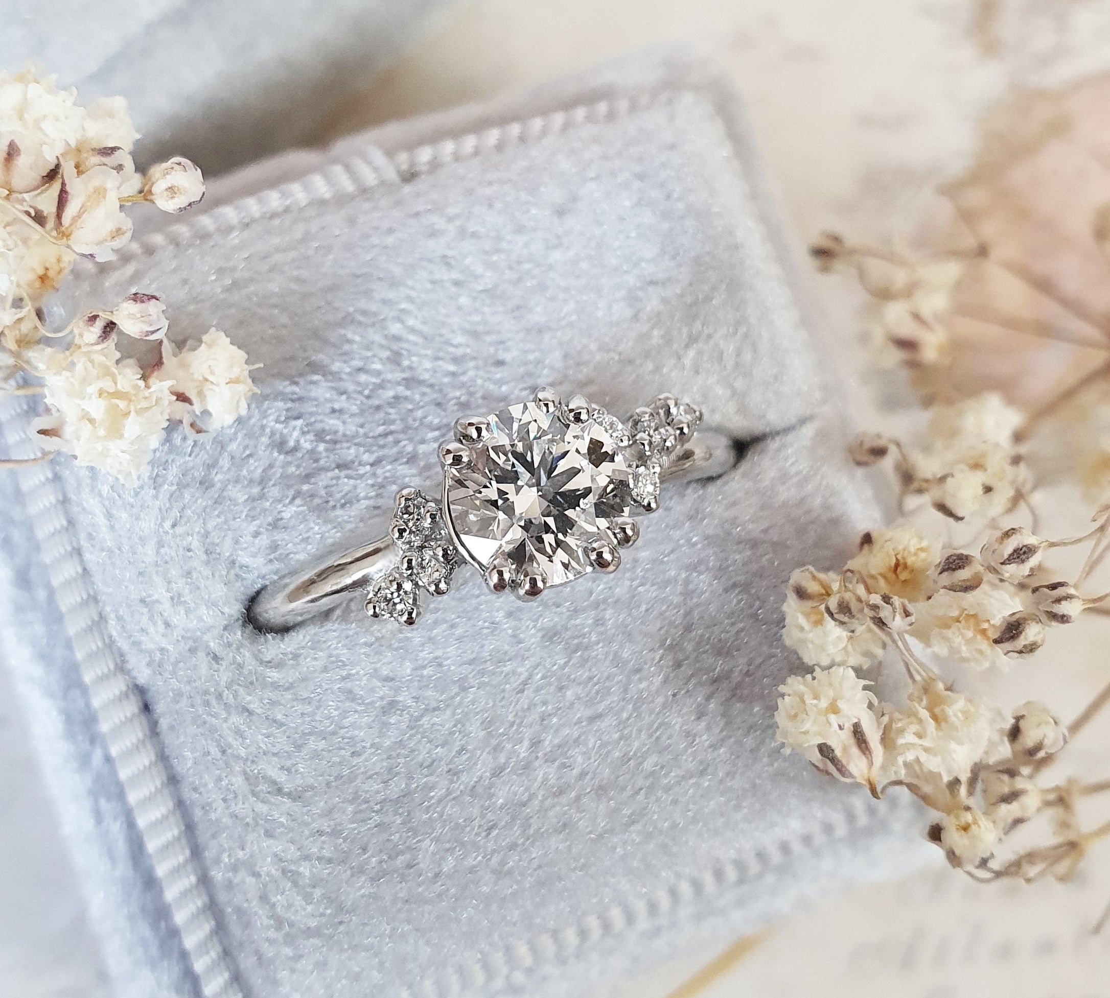 Round Cluster Lab Grown Diamond Engagement Ring