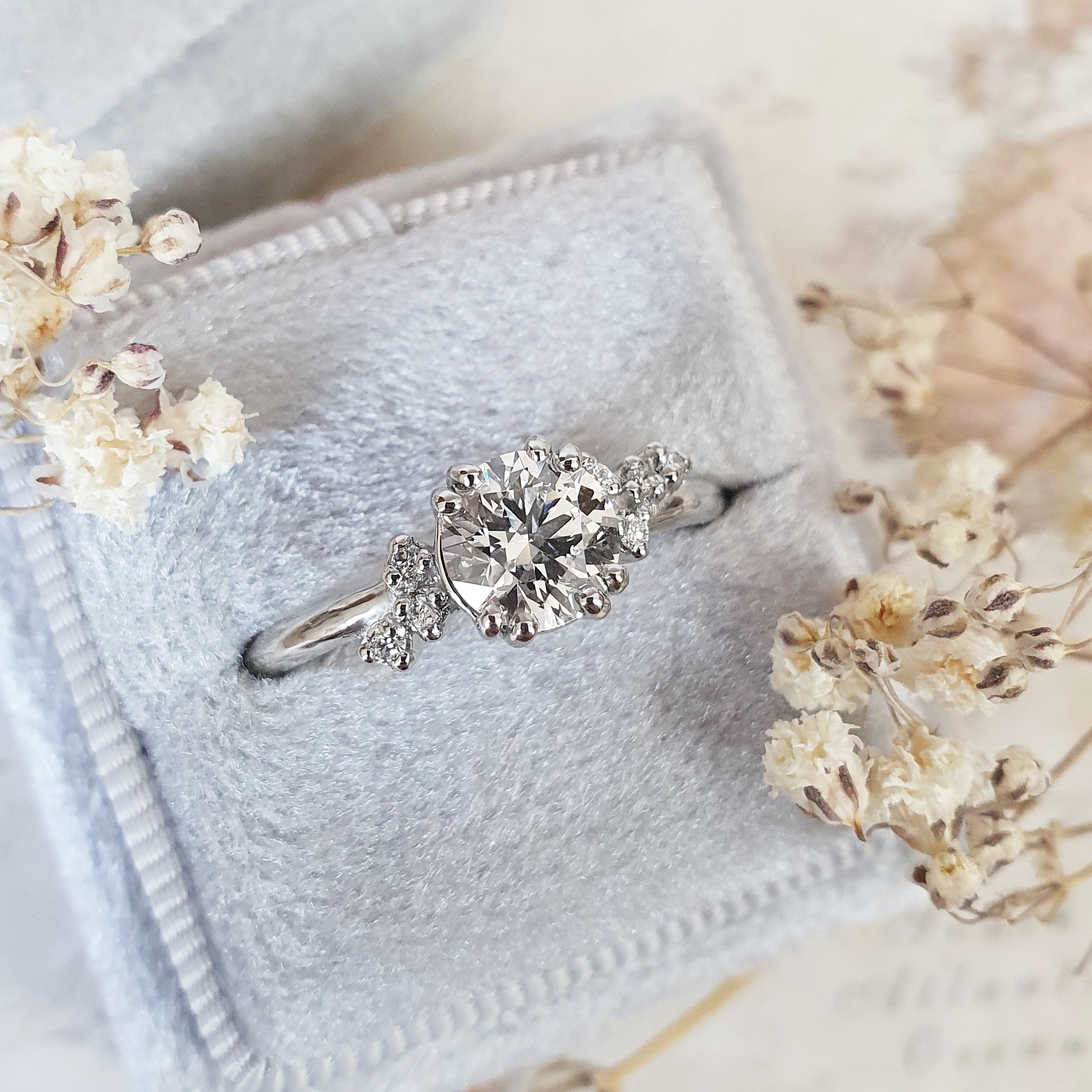 Round Cluster Lab Grown Diamond Engagement Ring