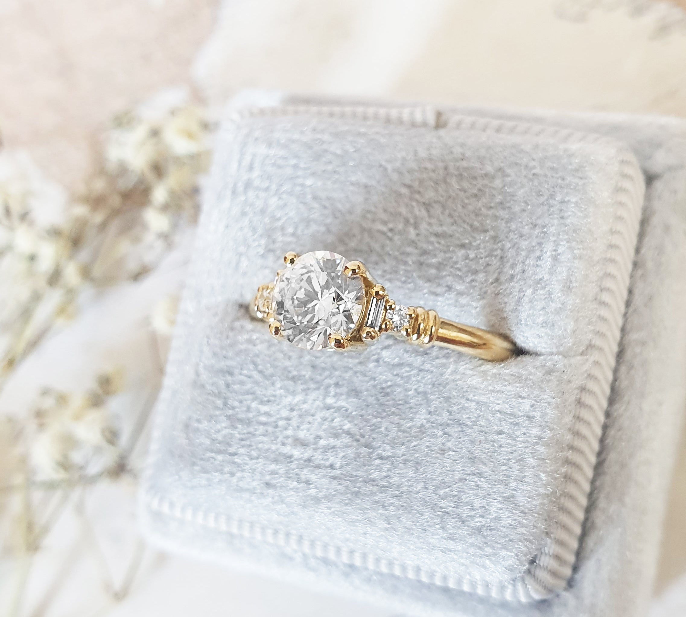 Round Cluster Lab Grown Diamond Engagement Ring