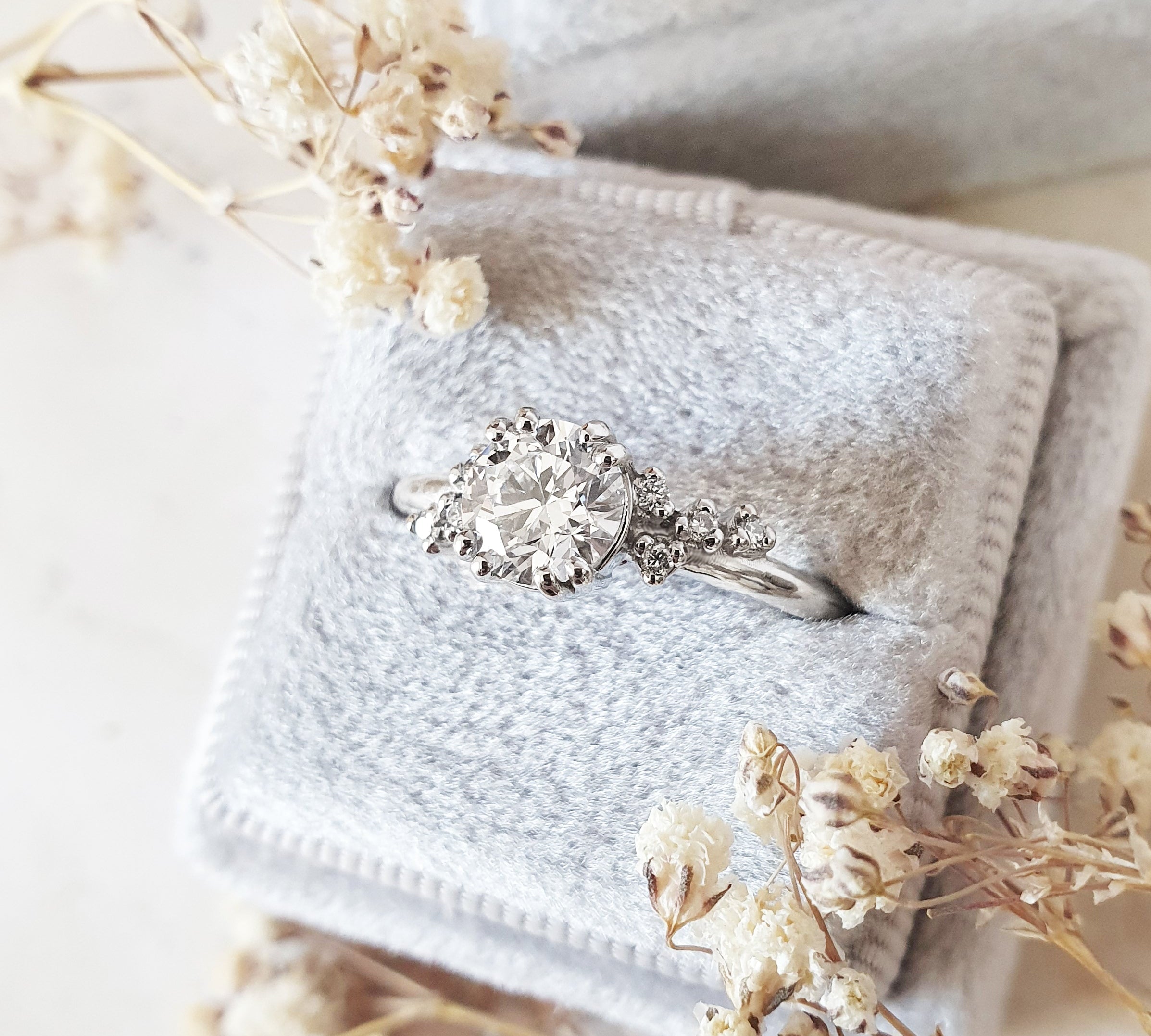 Round Cluster Lab Grown Diamond Engagement Ring