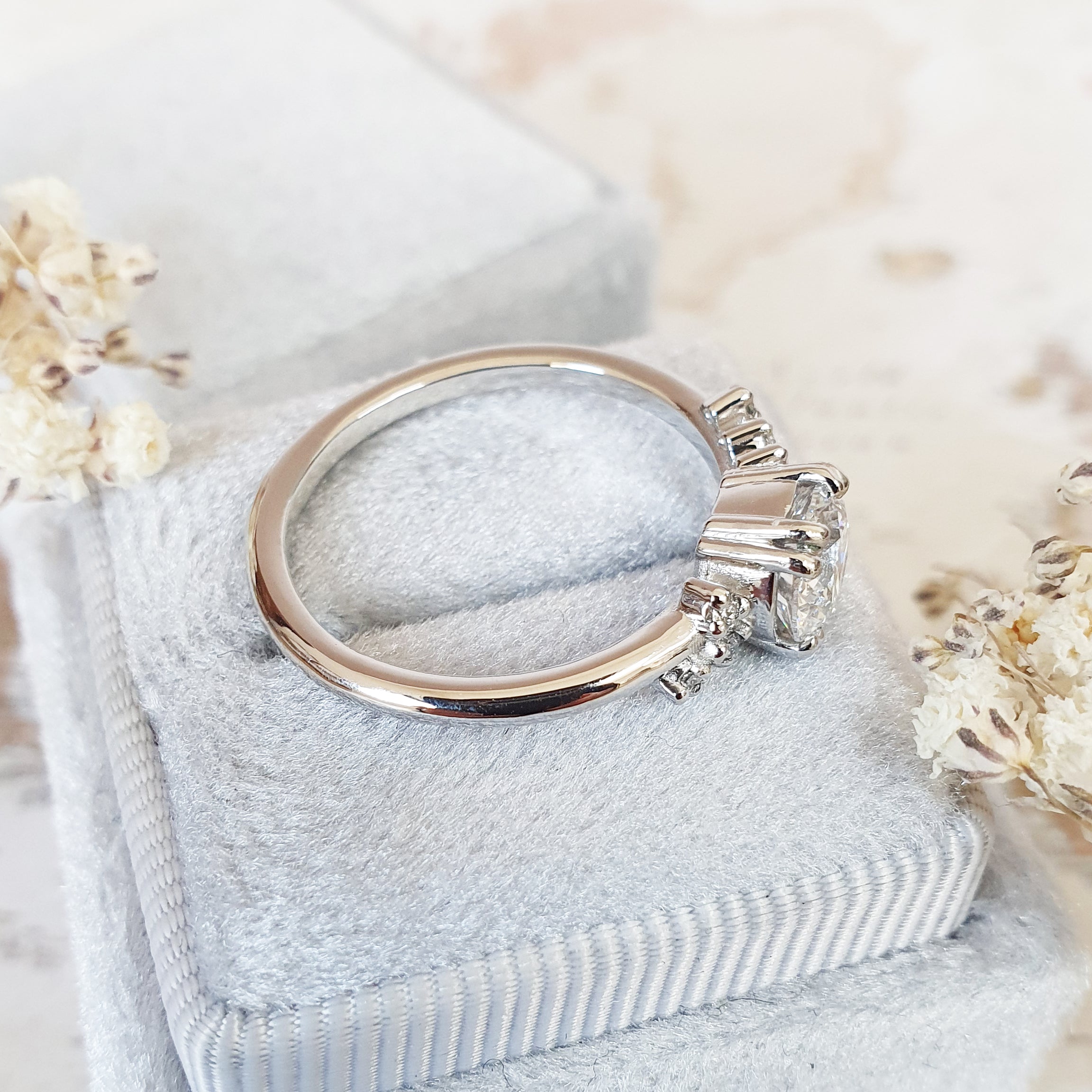 Round Cluster Lab Grown Diamond Engagement Ring