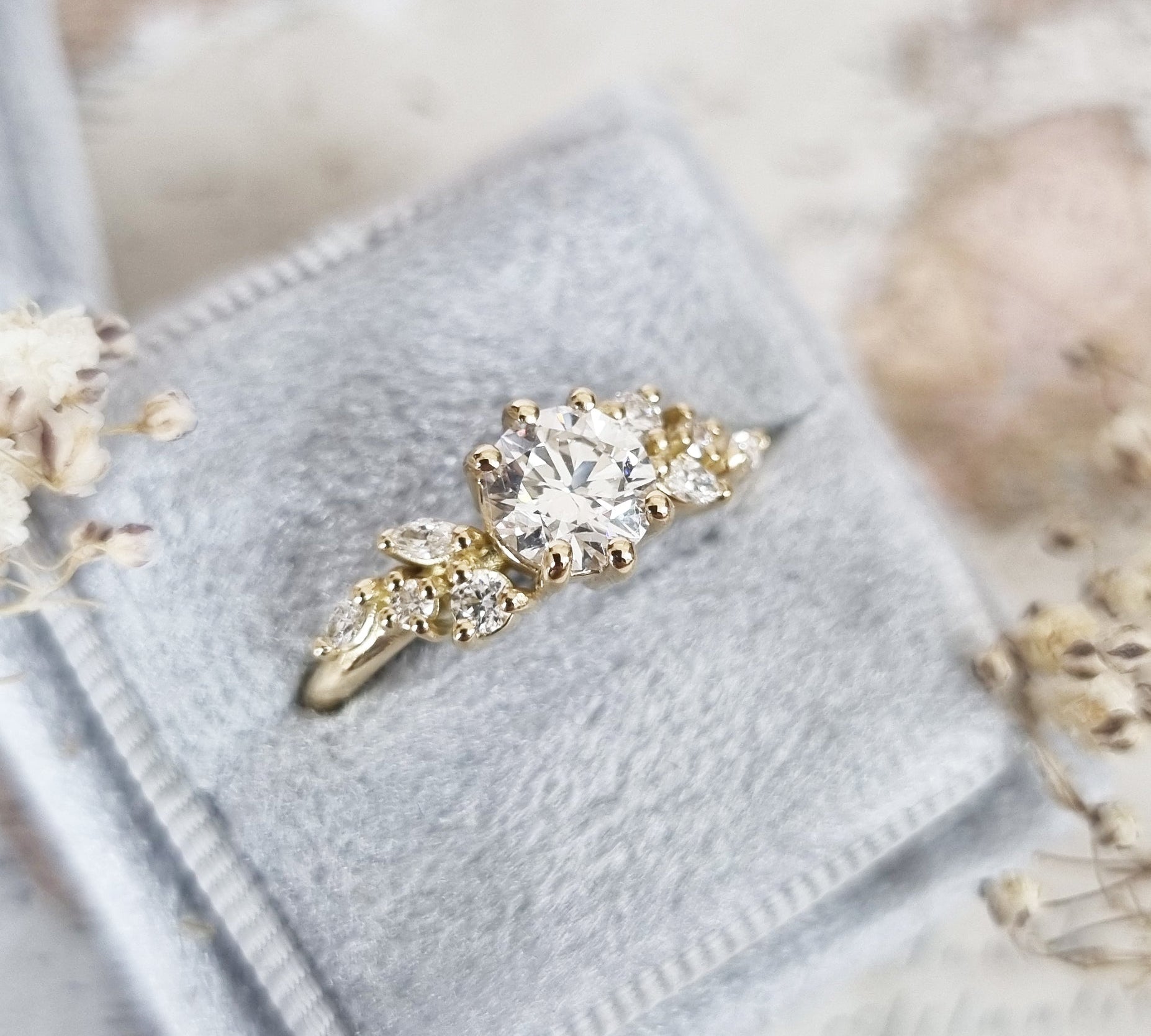 Round Cluster Lab Grown Diamond Engagement Ring