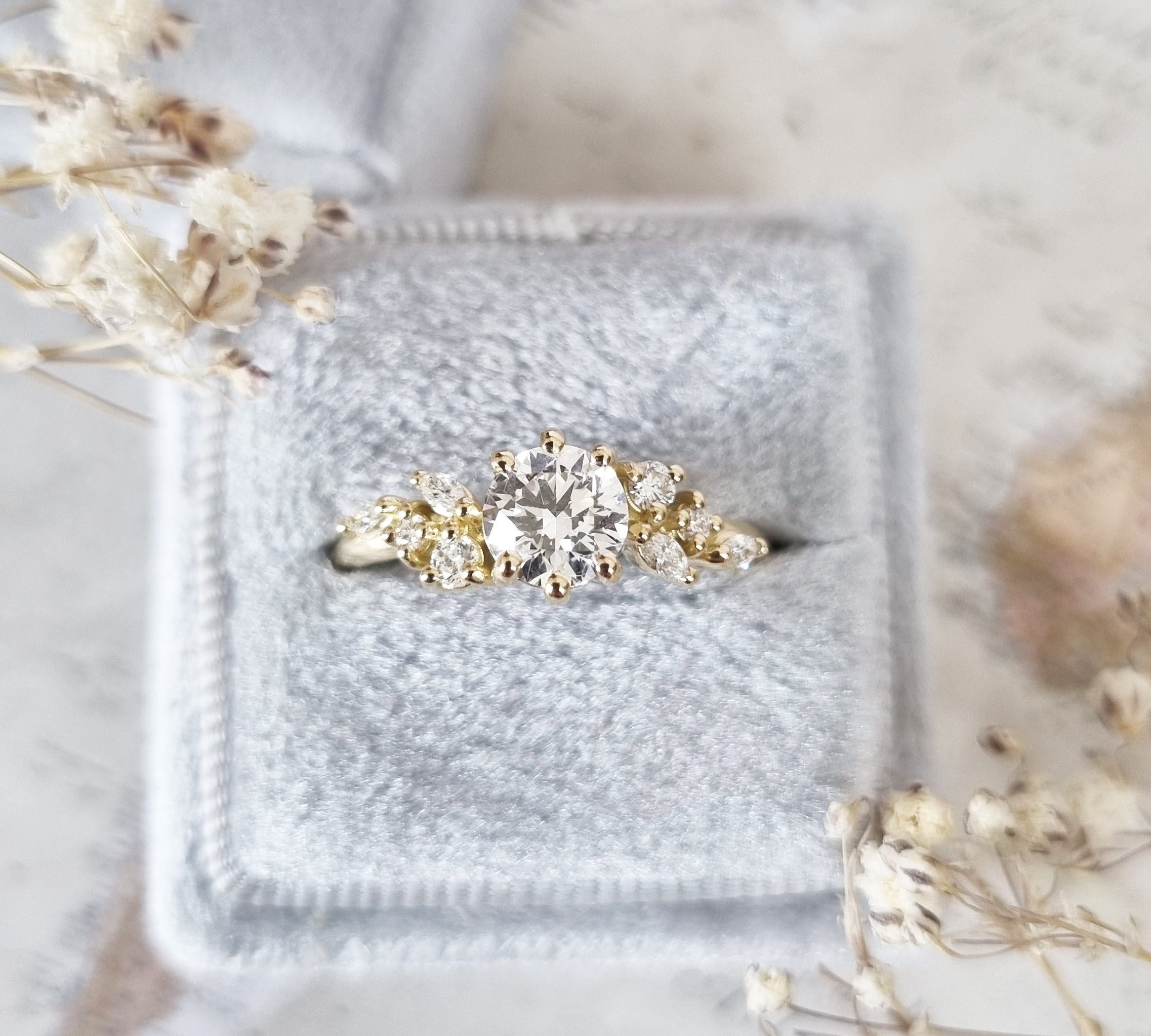 Round Cluster Lab Grown Diamond Engagement Ring