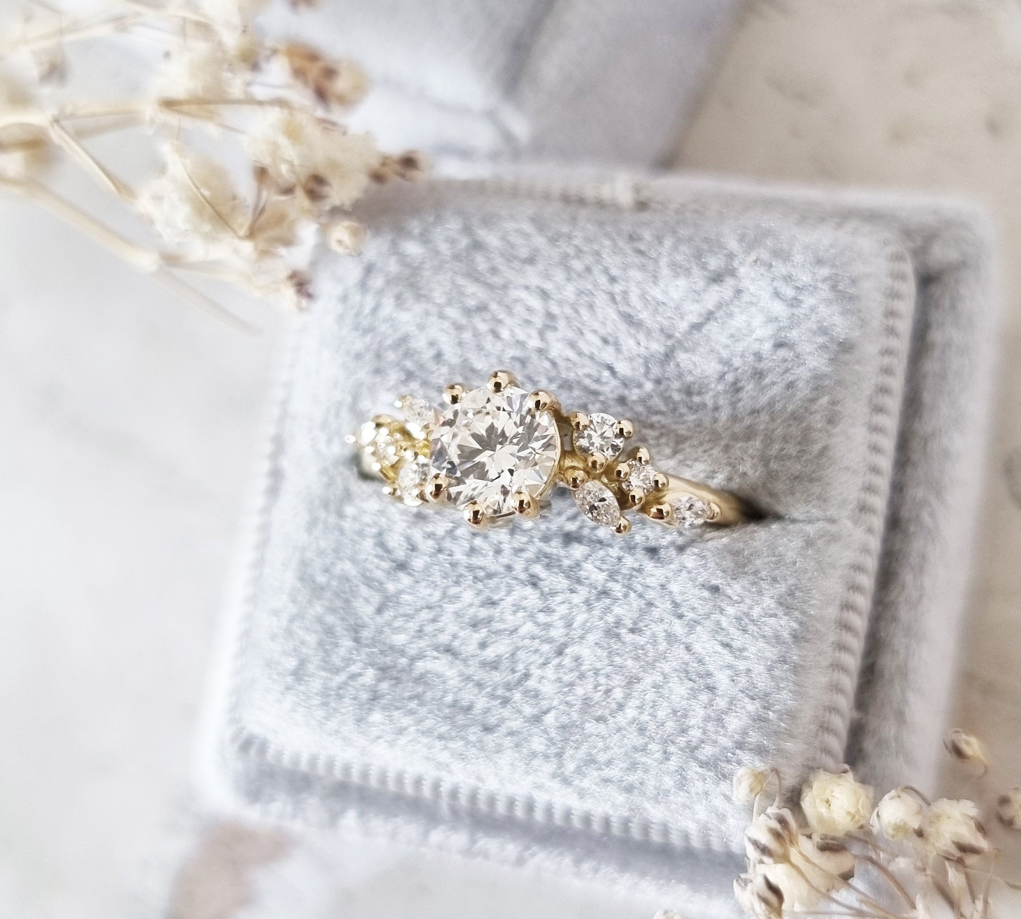 Round Cluster Lab Grown Diamond Engagement Ring