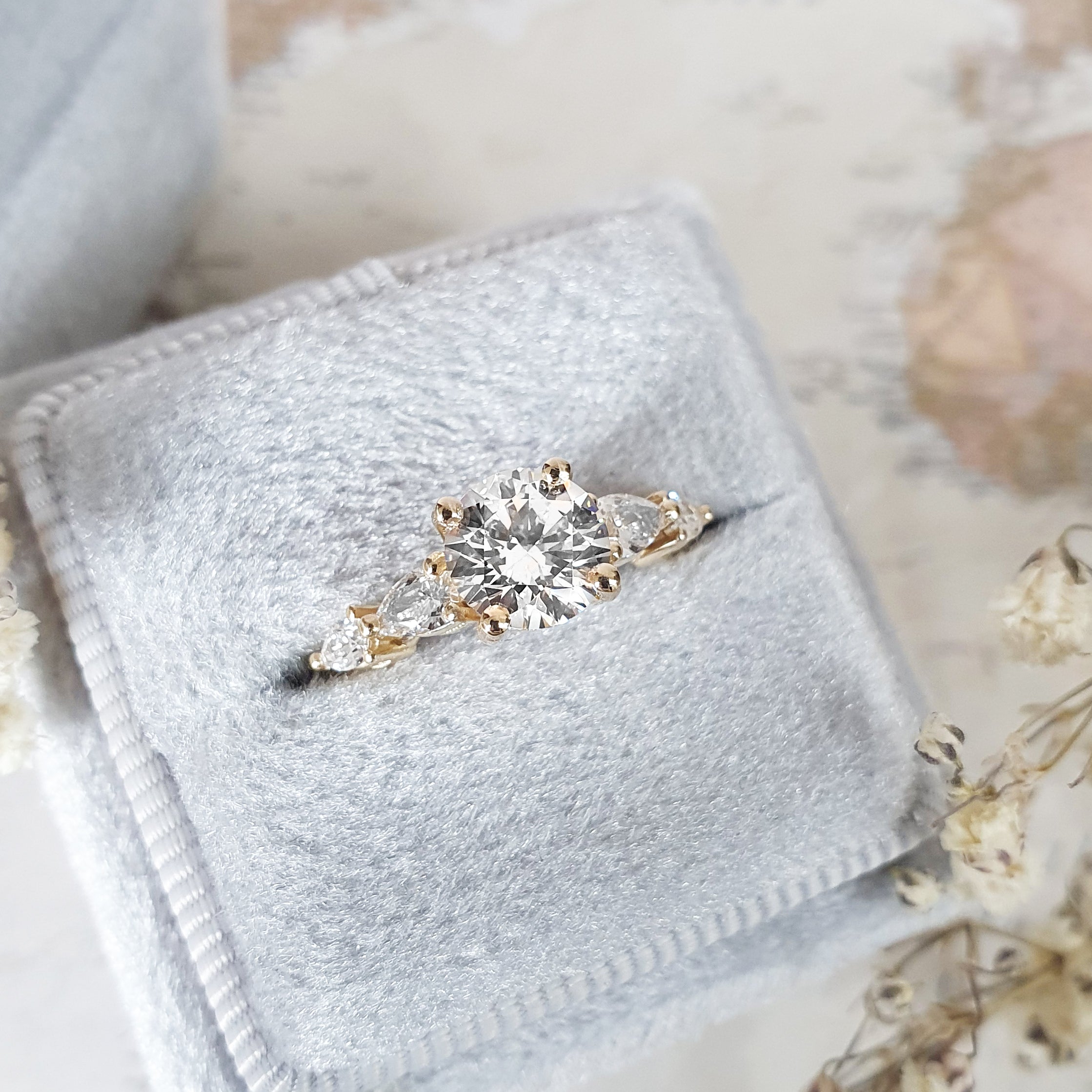 1.0 CT Round Three Stones Lab Grown Diamond Engagement Ring