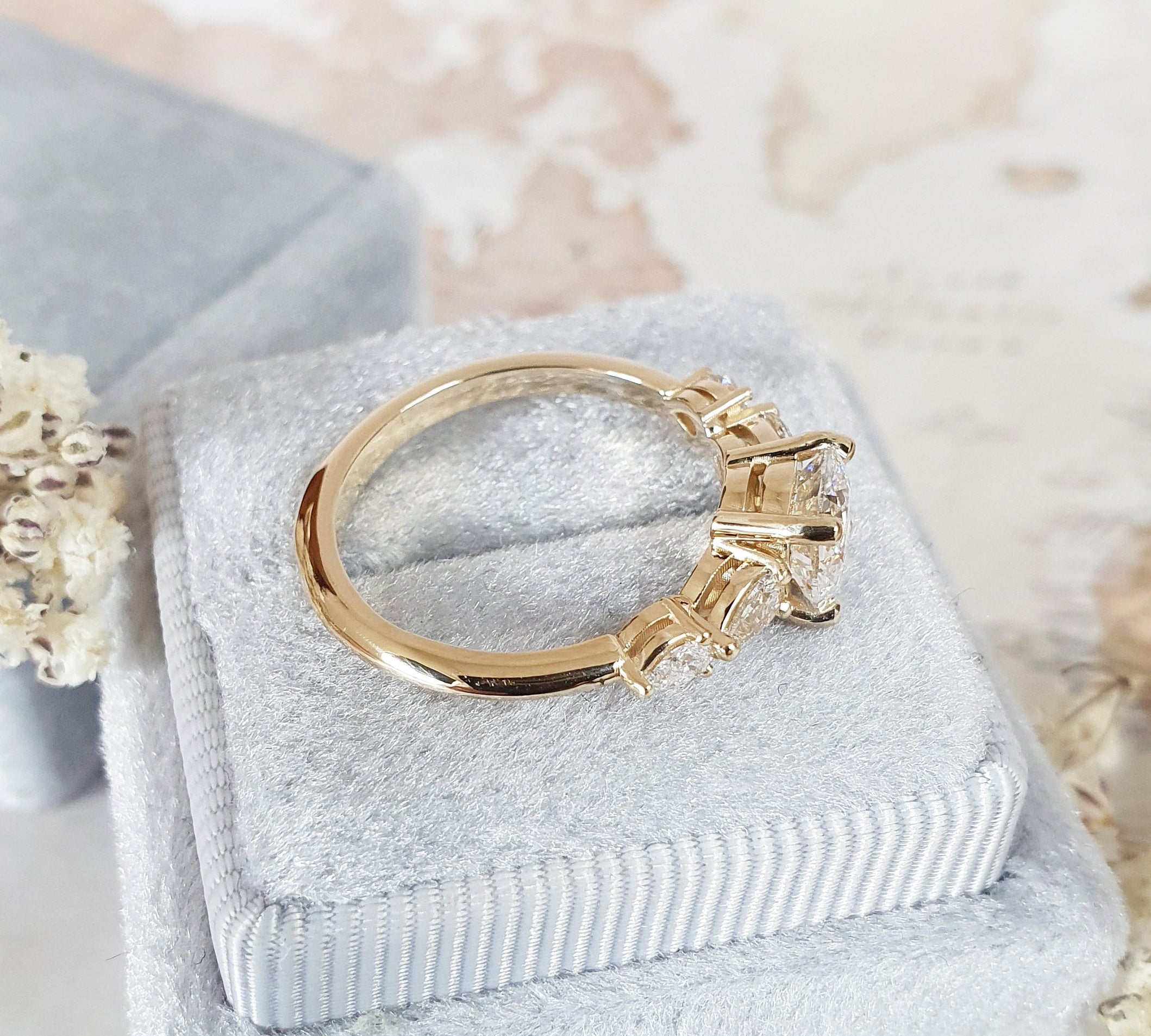 1.0 CT Round Three Stones Lab Grown Diamond Engagement Ring