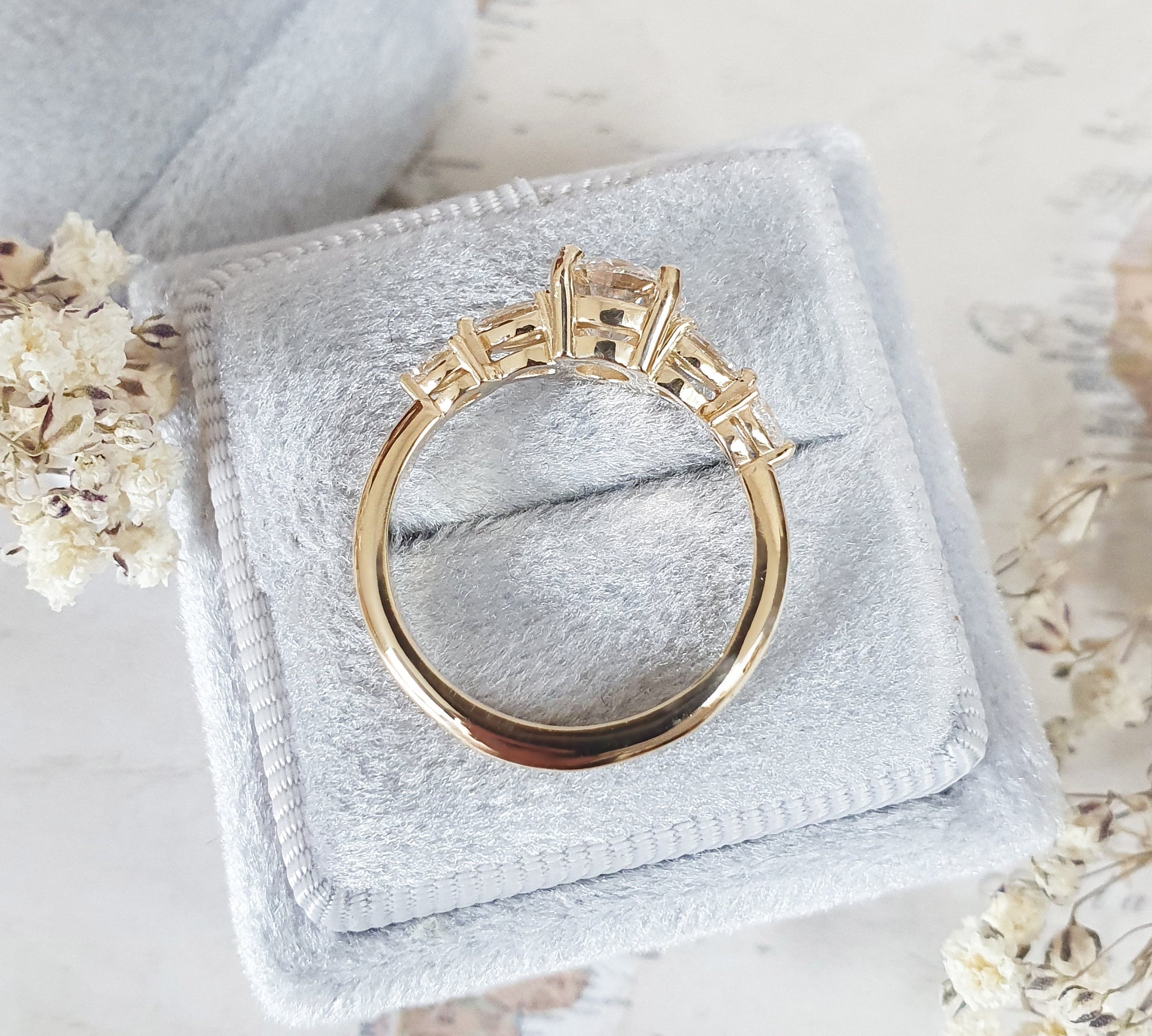 1.0 CT Round Three Stones Lab Grown Diamond Engagement Ring