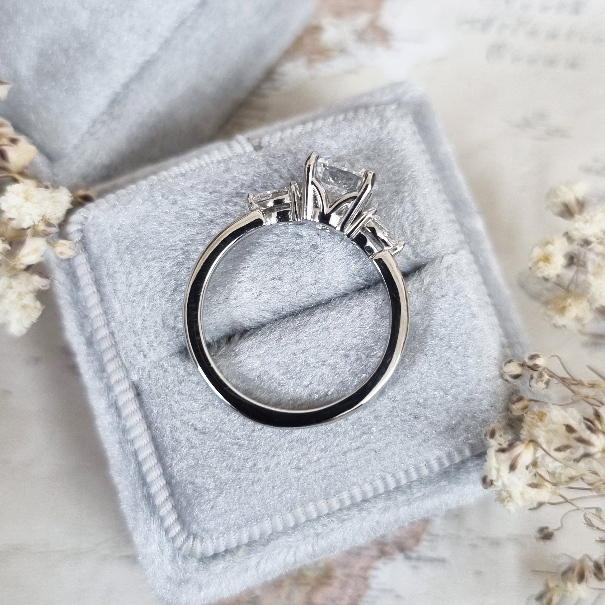 1.0 CT Round Three Stones Lab Grown Diamond Engagement Ring