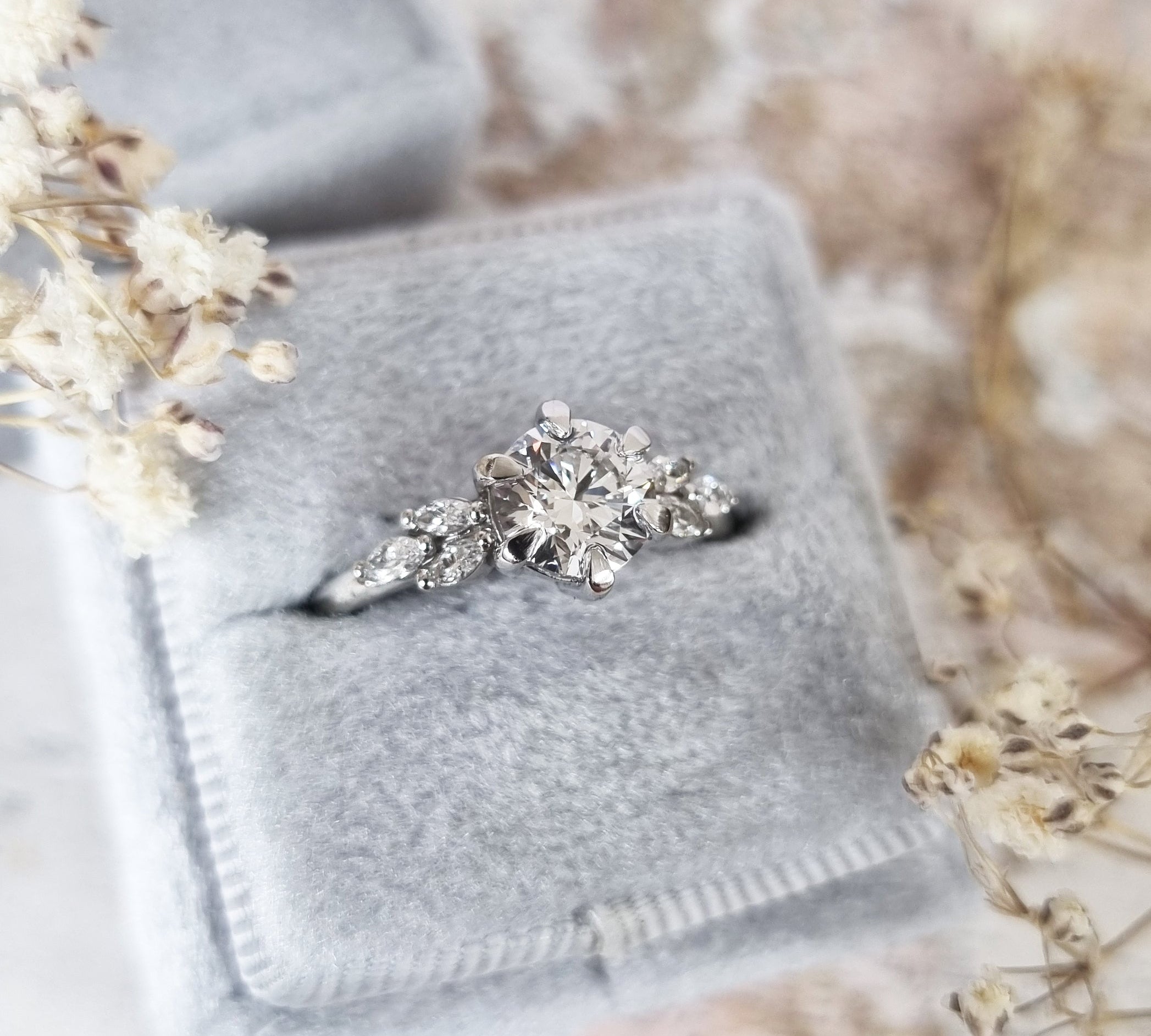 Round Cluster Lab Grown Diamond Engagement Ring