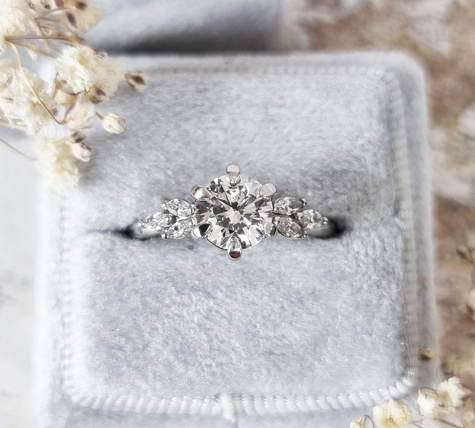 Round Cluster Lab Grown Diamond Engagement Ring