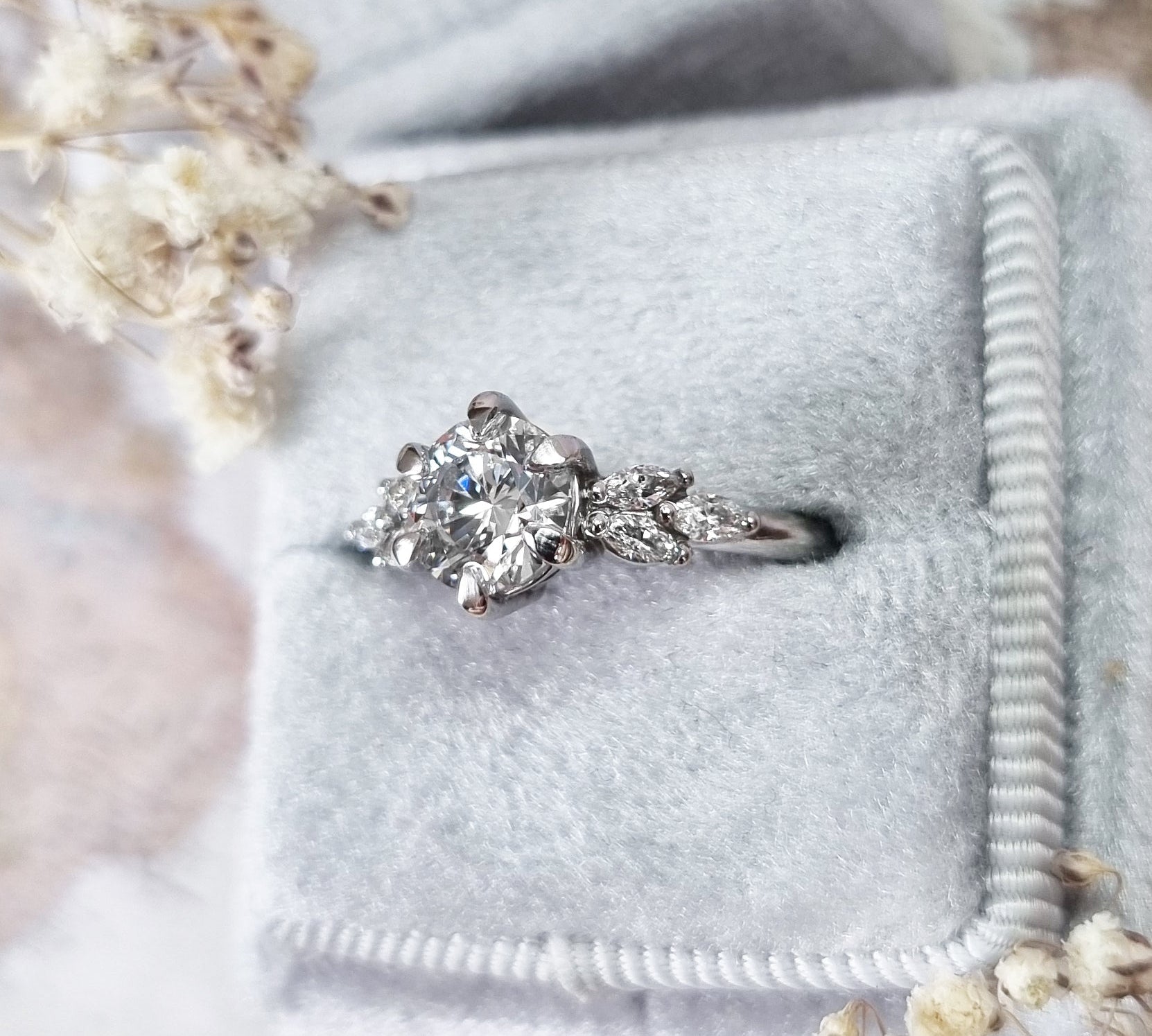 Round Cluster Lab Grown Diamond Engagement Ring