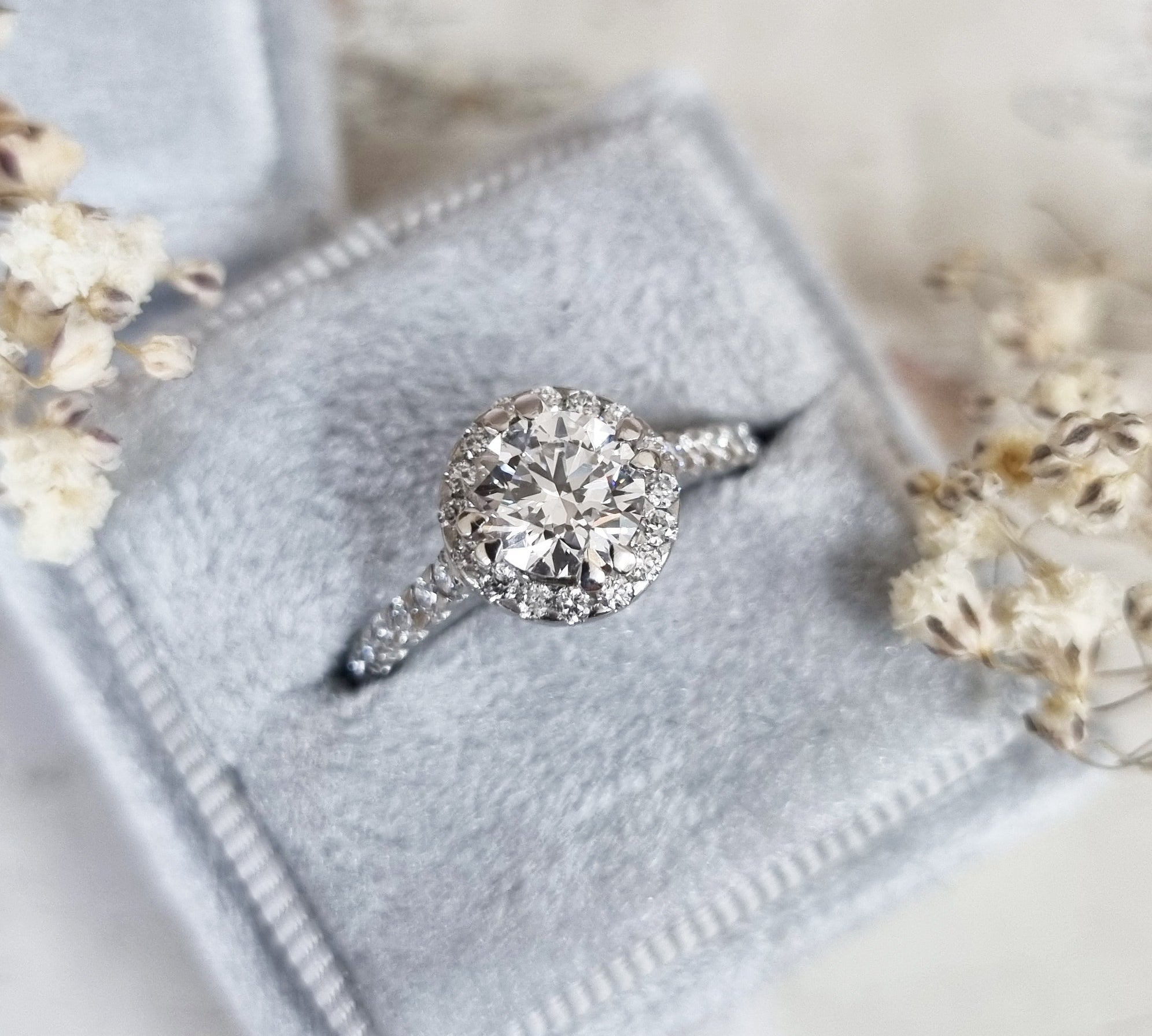 Round Halo Lab Grown Diamond Engagement Ring