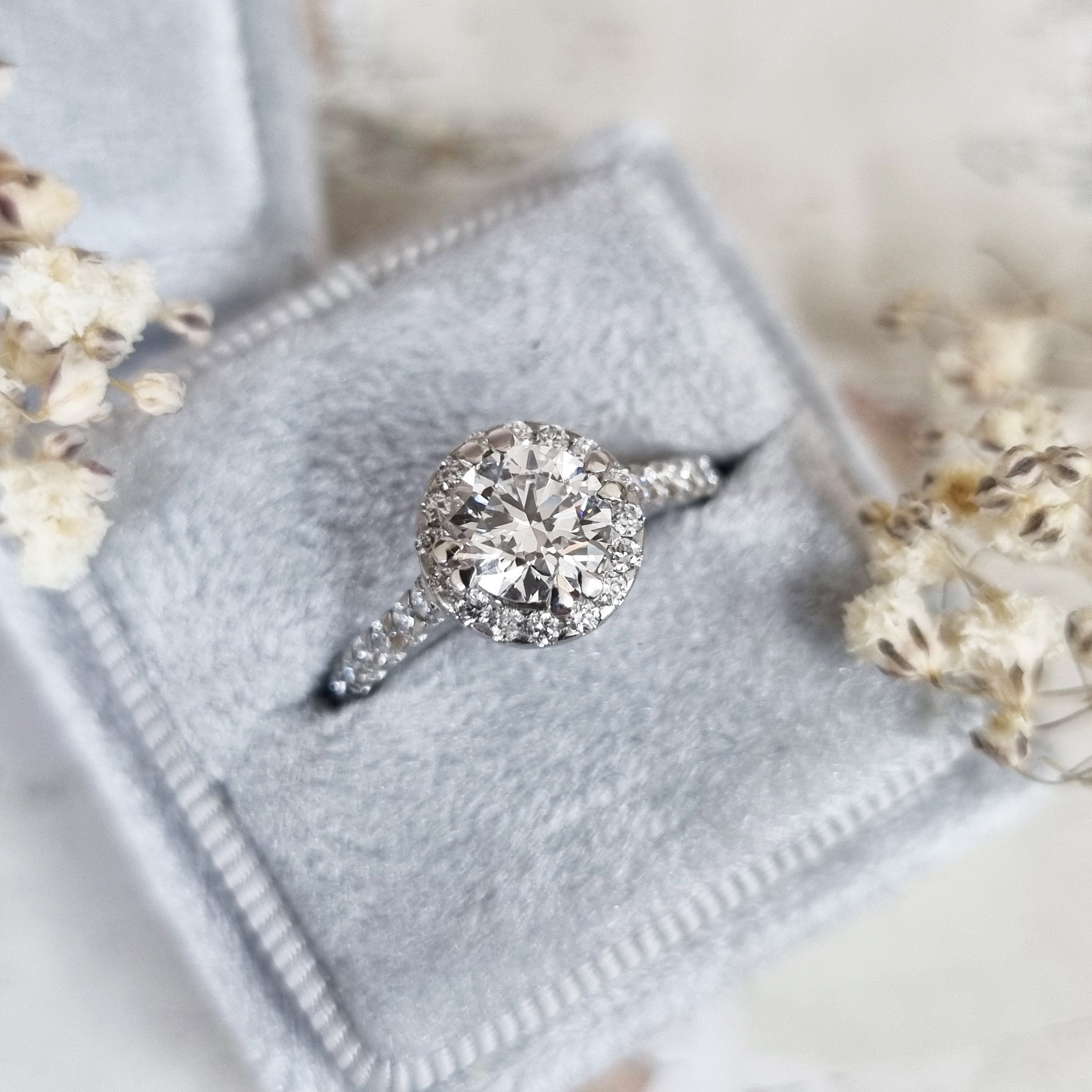 Round Halo Lab Grown Diamond Engagement Ring