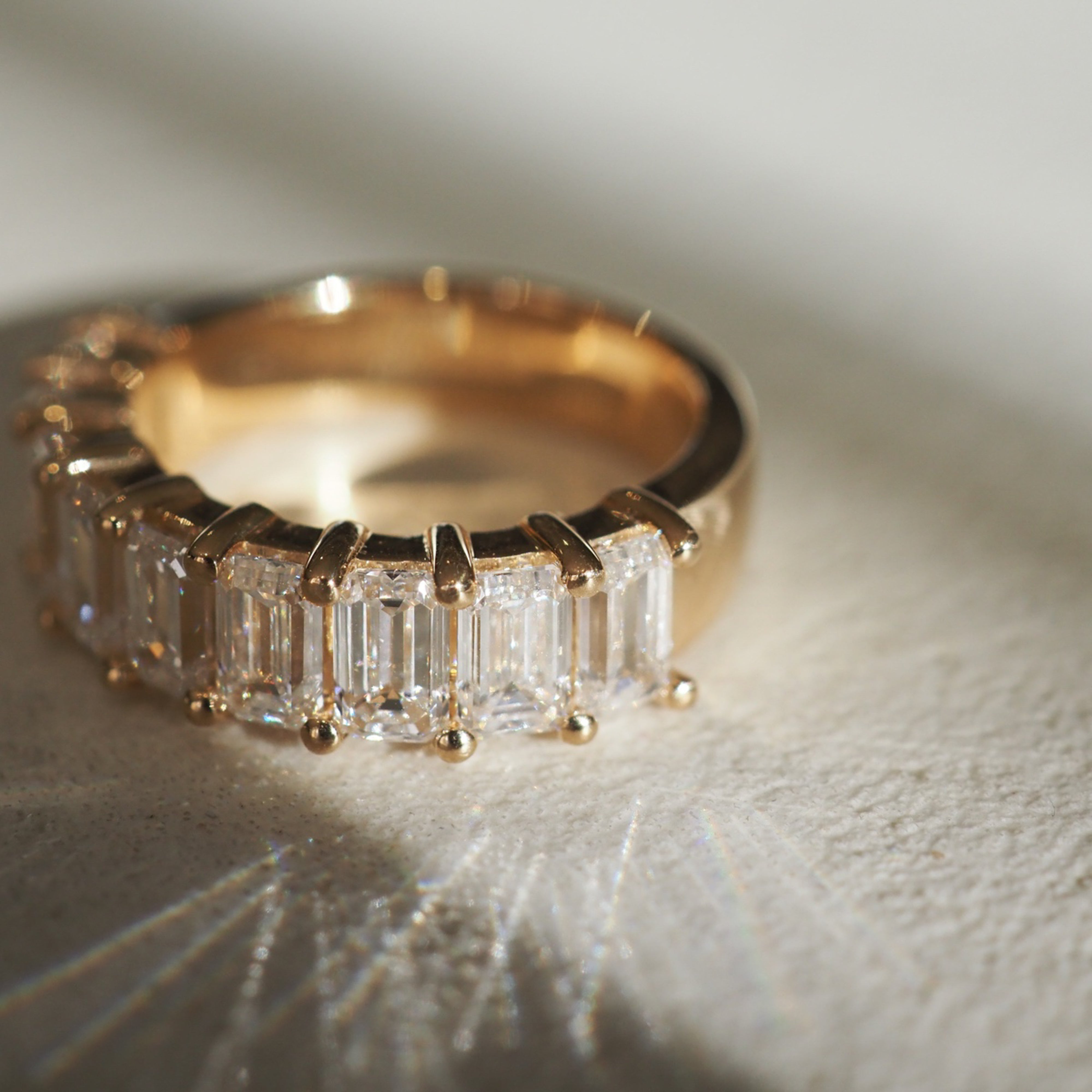 3.30 TCW Emerald Half Eternity Moissanite Wedding Band