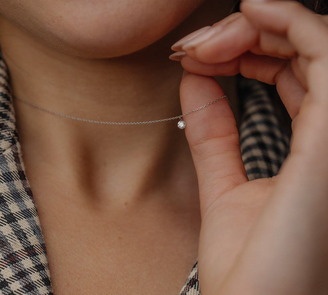 1 CT Round Cut Solitaire Moissanite Necklace